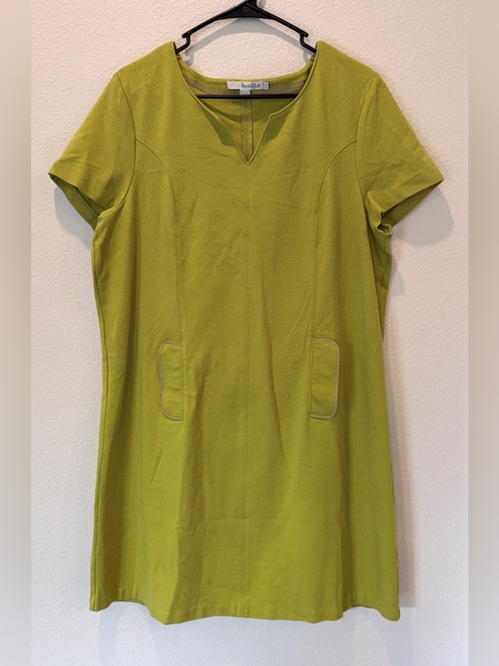 Boden Dresses & Skirts - Boden Carolyn Ponte Jersey Dress 16 Lime Green Mod 60s Retro Shift Midi Pockets